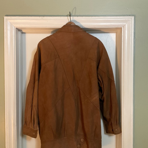 Wilson Brown Leather Jacket with Oversized Blazer Style - Picture 2 of 5